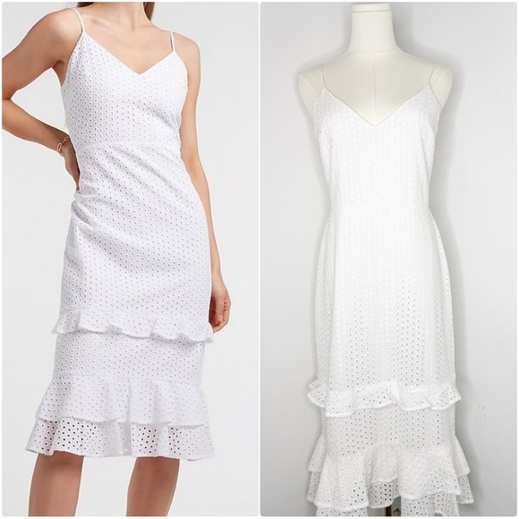 Express White Eyelet Ruffle Hem Dress – Women’s Size Small - Picture 1 of 8